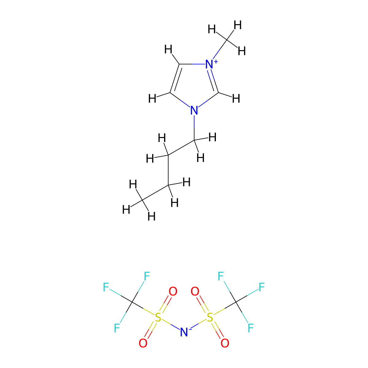 1-Butyl-3-methylimidazolium bis(trifluoromethylsulfonyl)imide molecular structure, CAS 174899-83-3