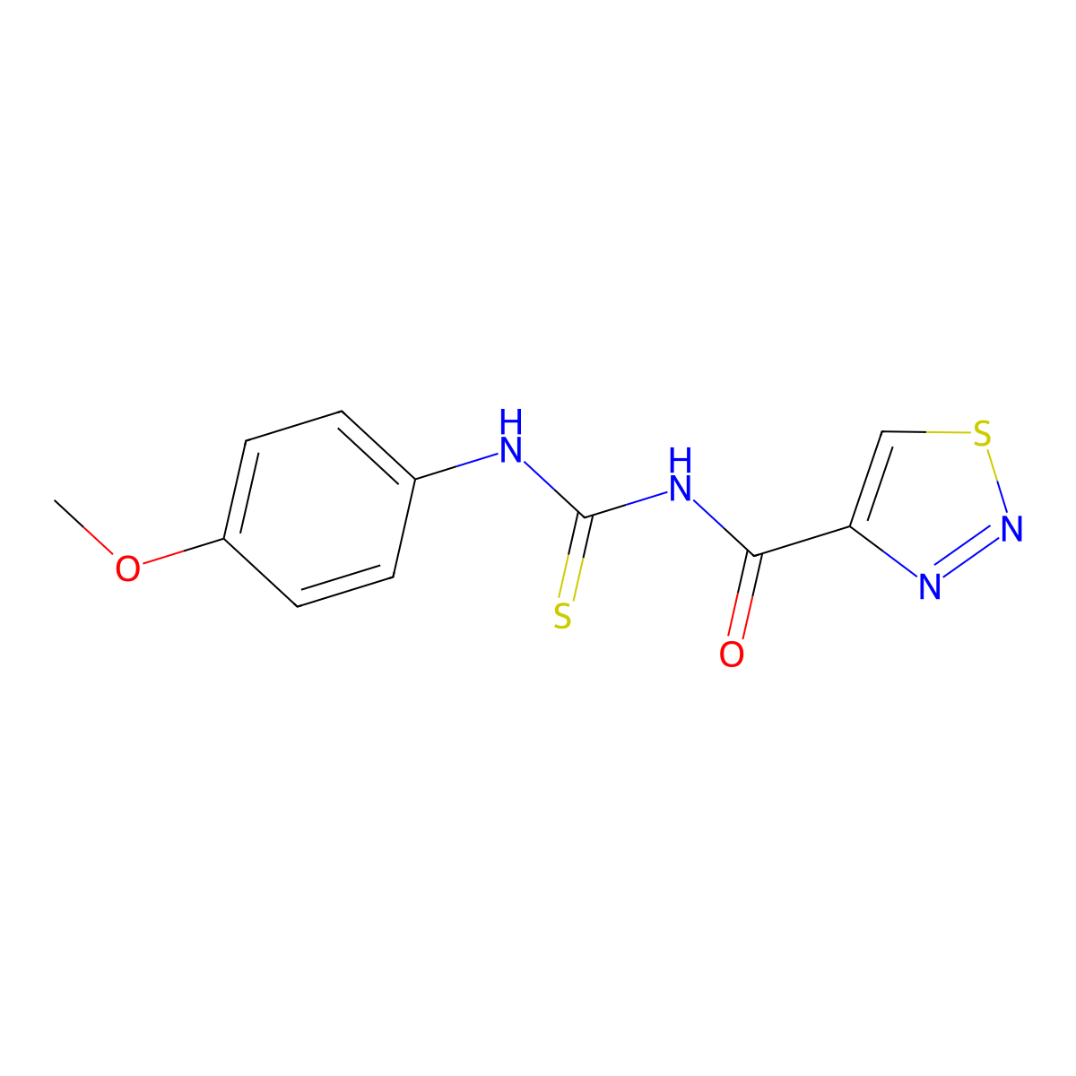 N-(4-methoxyphenyl)-N'-(1,2,3-thiadiazol-4-ylcarbonyl)thiourea molecular structure, CAS 174902-22-8