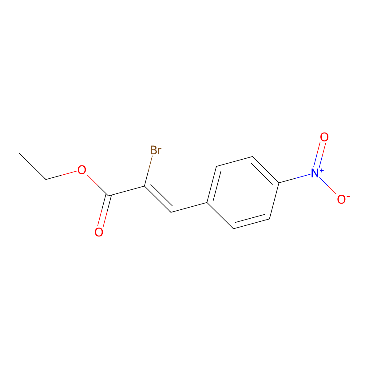 Ethyl 2-bromo-3-(4-nitrophenyl)prop-2-enoate molecular structure, CAS 174906-76-4