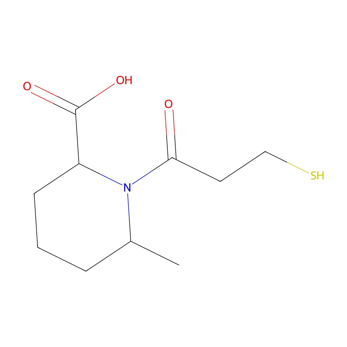 1-(3-Mercaptopropanoyl)-6-methylpiperidine-2-carboxylic acid molecular structure, CAS 174909-66-1