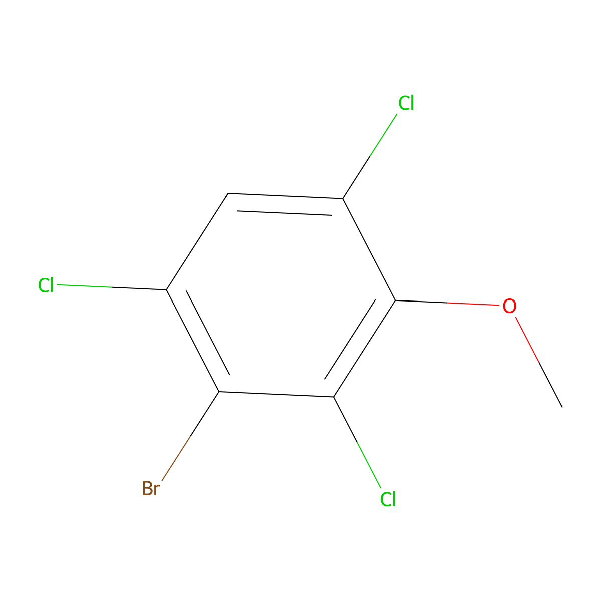 2-Bromo-1,3,5-trichloro-4-methoxybenzene molecular structure, CAS 174913-28-1