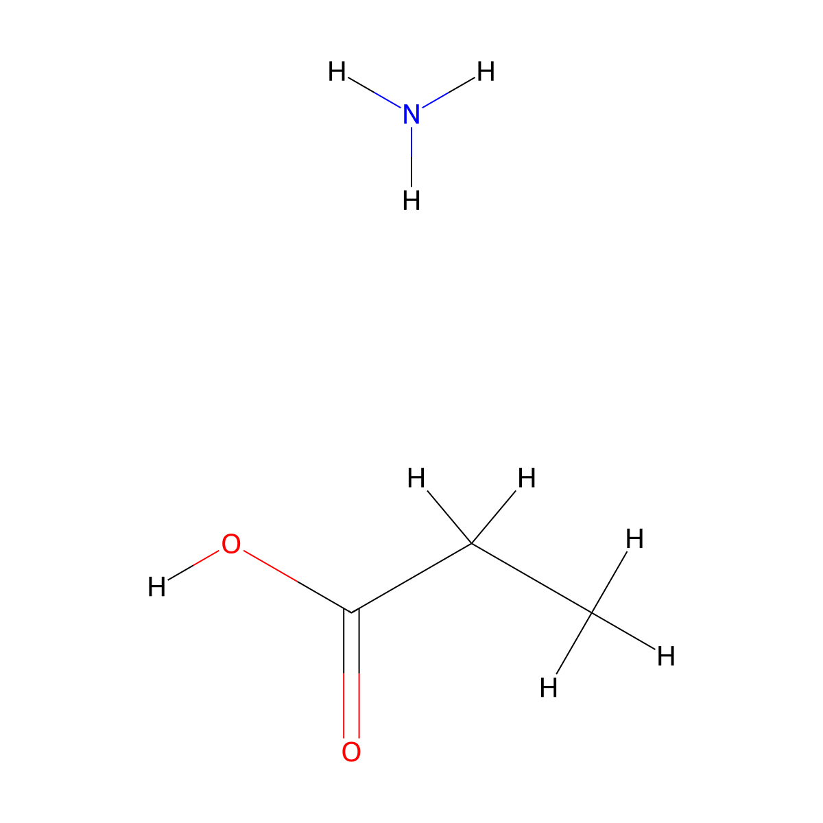 Ammonium propionate molecular structure, CAS 17496-08-1