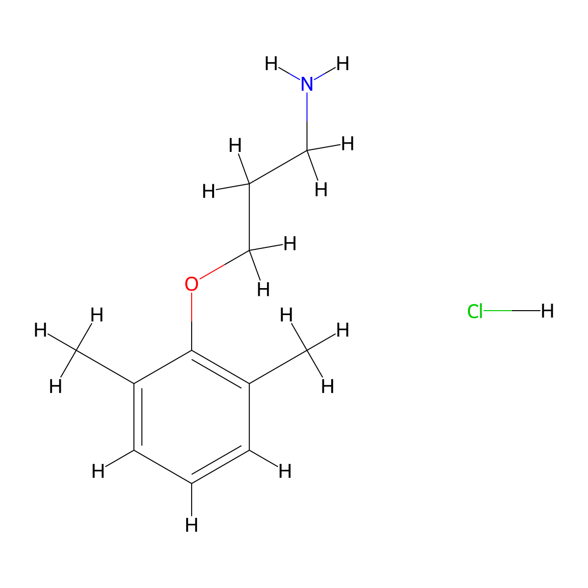 2-(3-Aminopropoxy)-1,3-dimethylbenzene hydrochloride molecular structure, CAS 1750-08-9