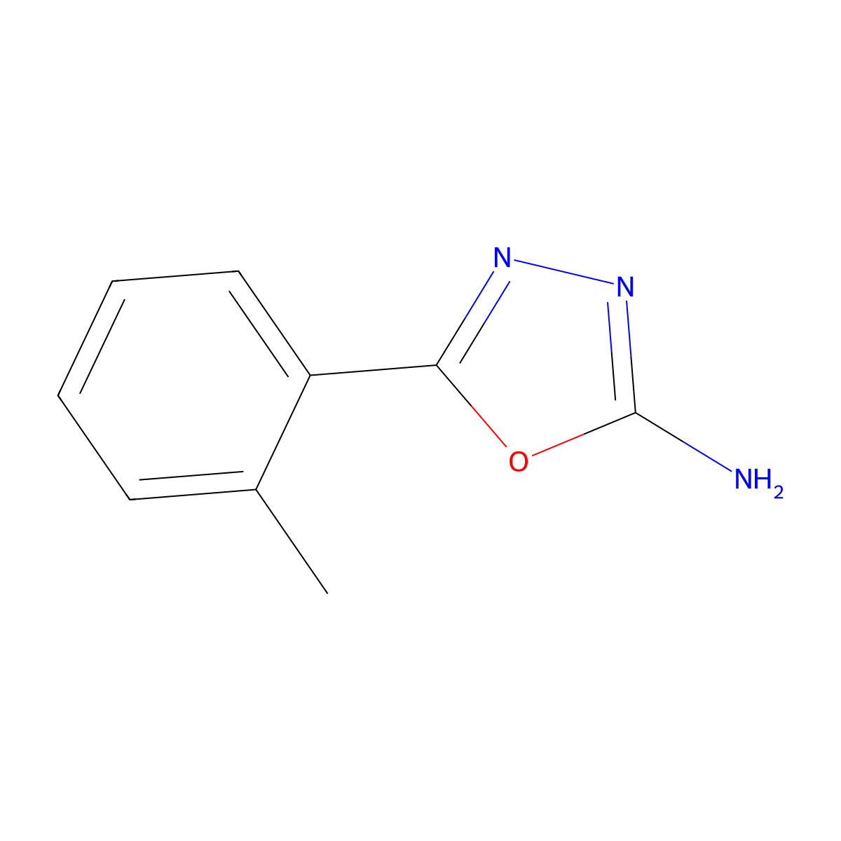1,3,4-Oxadiazole, 2-amino-5-(o-tolyl)- molecular structure, CAS 1750-78-3