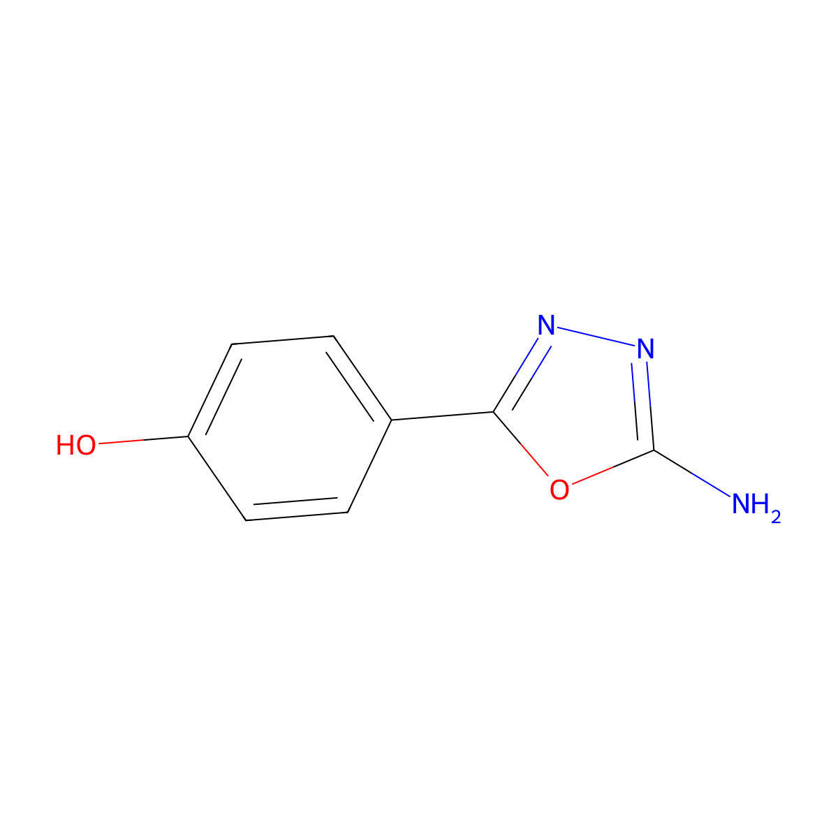4-(5-Amino-1,3,4-oxadiazol-2-YL)phenol molecular structure, CAS 1750-79-4