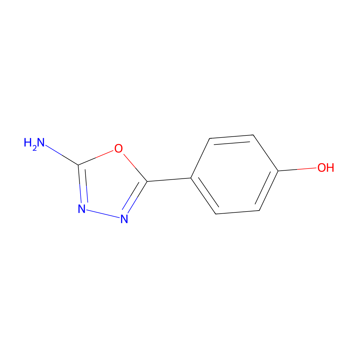 4-(5-Amino-1,3,4-oxadiazol-2-YL)phenol molecular structure, CAS 1750-79-4