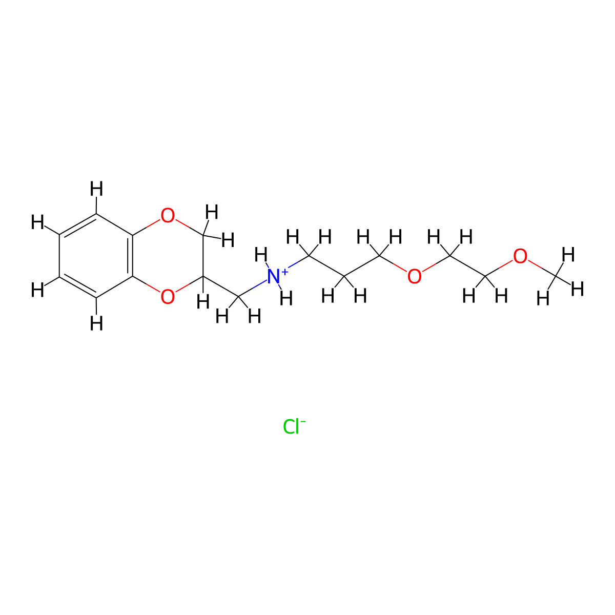1,4-Benzodioxan-2-methylamine, N-(3-(2-methoxyethoxy)propyl)-, hydrochloride molecular structure, CAS 1750-83-0