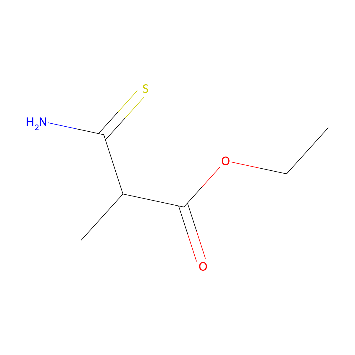 Ethyl 2-carbamothioyl-2-methylacetate molecular structure, CAS 17503-31-0