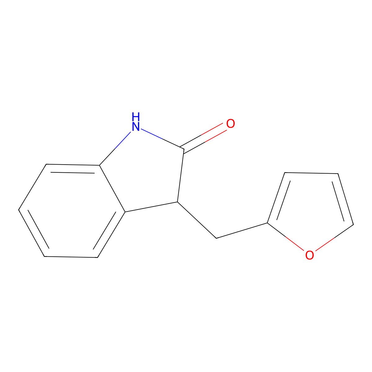 3-[(Furan-2-yl)methyl]-2,3-dihydro-1H-indol-2-one molecular structure, CAS 175092-95-2