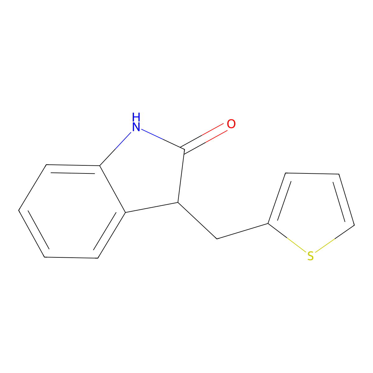 3-(2-thienylmethyl)-1,3-dihydro-2H-indol-2-one molecular structure, CAS 175092-97-4