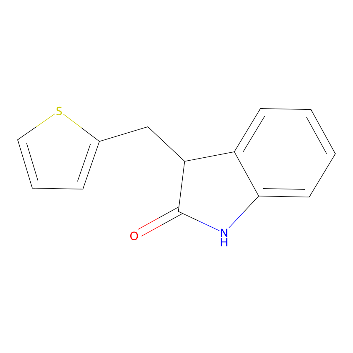 3-(2-thienylmethyl)-1,3-dihydro-2H-indol-2-one molecular structure, CAS 175092-97-4
