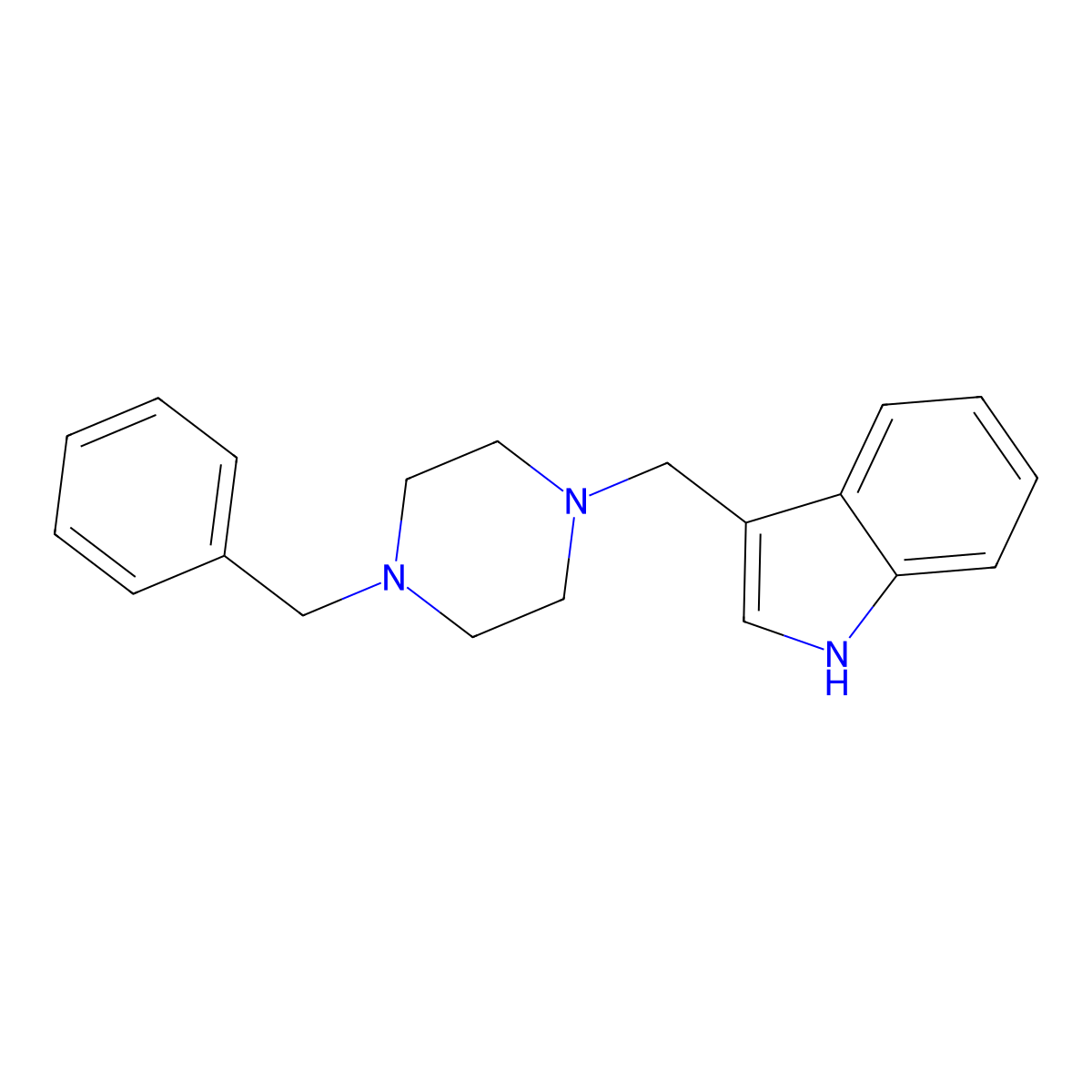 3-((4-benzylpiperazino)methyl)-1H-indole molecular structure, CAS 17511-50-1