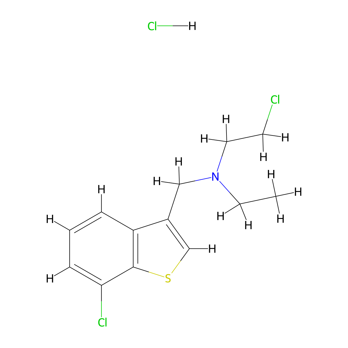 Benzo(b)thiophene-3-methylamine, 7-chloro-N-(2-chloroethyl)-N-ethyl-, hydrochloride molecular structure, CAS 17512-55-9