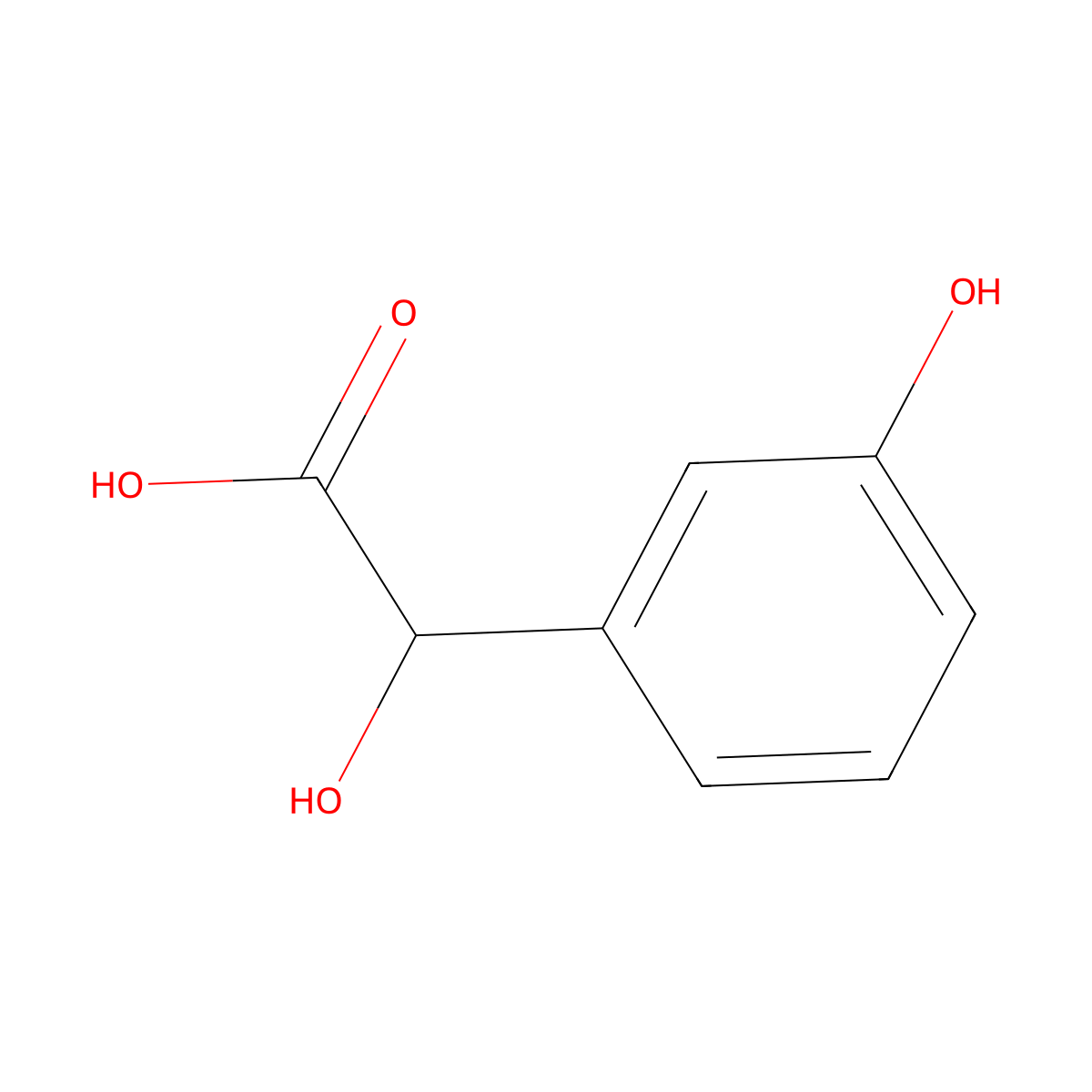 3-Hydroxymandelic acid, (-)- molecular structure, CAS 17513-99-4