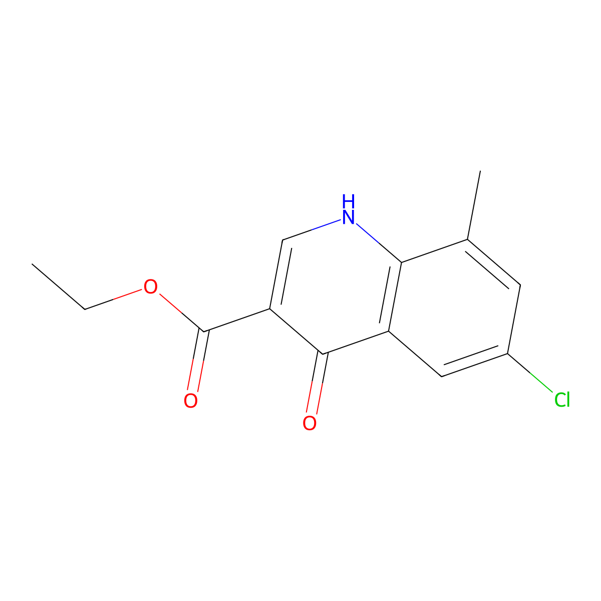 Ethyl 6-chloro-4-hydroxy-8-methylquinoline-3-carboxylate molecular structure, CAS 175134-96-0