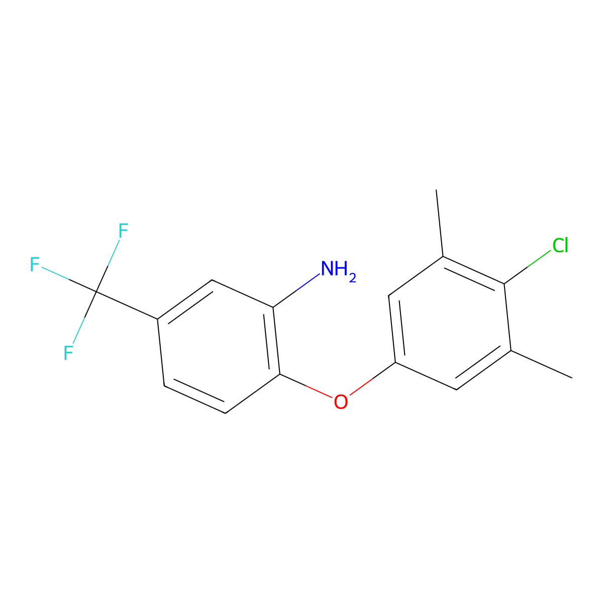 2-(4-Chloro-3,5-dimethylphenoxy)-5-(trifluoromethyl)aniline molecular structure, CAS 175134-99-3