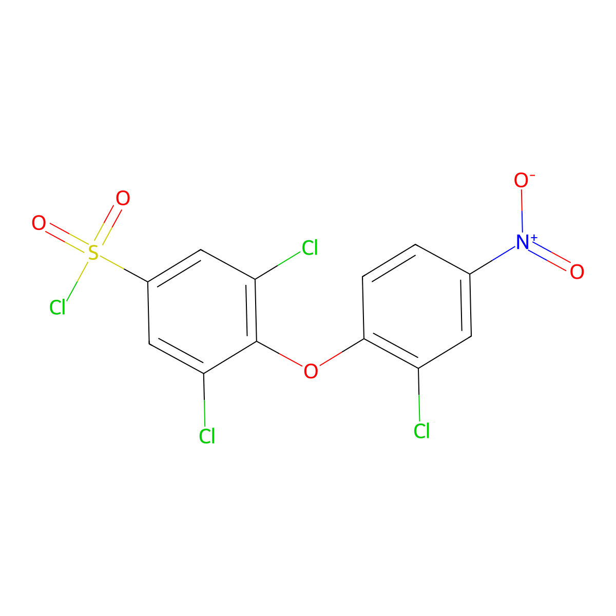 3,5-Dichloro-4-(2-chloro-4-nitrophenoxy)benzene-1-sulfonyl chloride molecular structure, CAS 175135-06-5