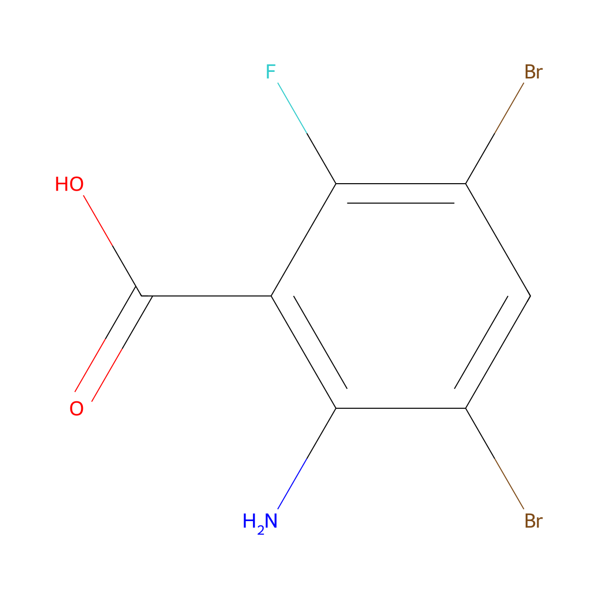 2-Amino-3,5-dibromo-6-fluorobenzoic acid molecular structure, CAS 175135-10-1