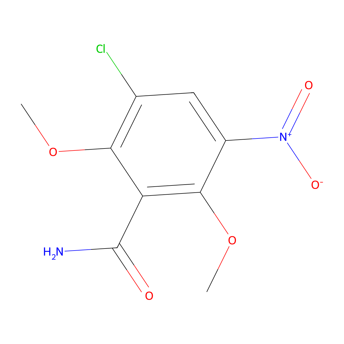 3-Chloro-2,6-dimethoxy-5-nitrobenzamide molecular structure, CAS 175135-58-7