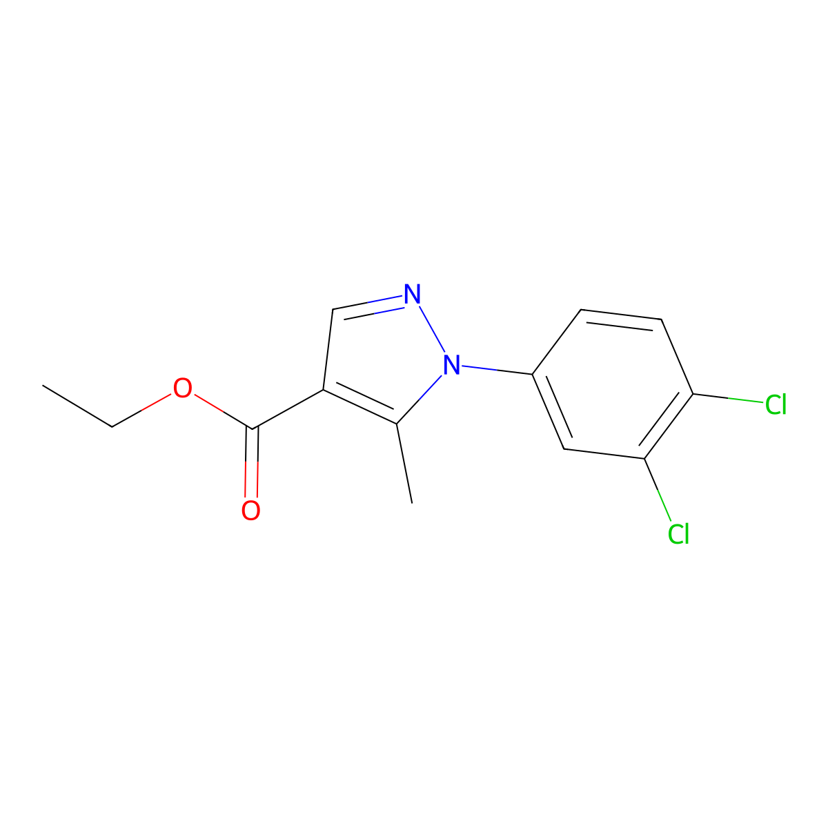 ethyl 1-(3,4-dichlorophenyl)-5-methyl-1H-pyrazole-4-carboxylate molecular structure, CAS 175135-70-3