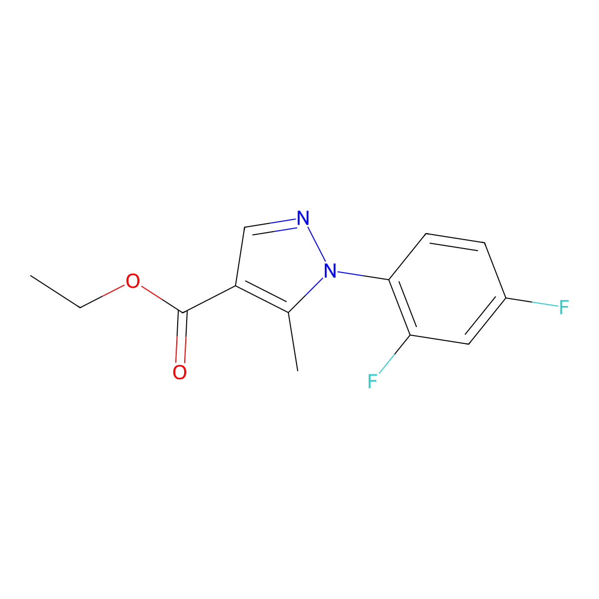 Ethyl 1-(2,4-difluorophenyl)-5-methylpyrazole-4-carboxylate molecular structure, CAS 175135-71-4