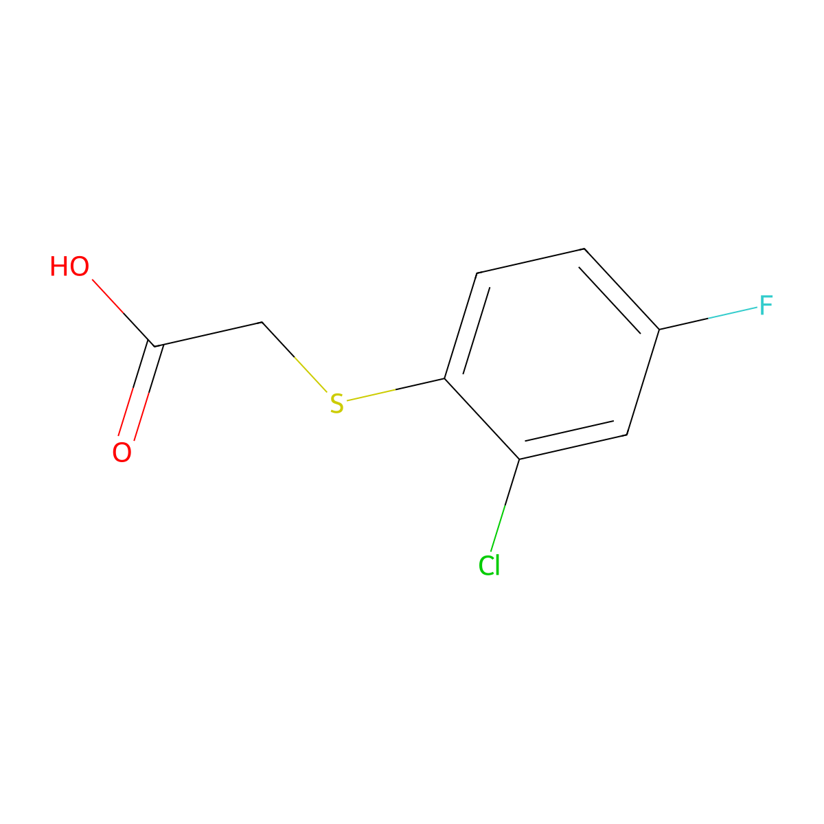 2-(2-Chloro-4-fluorophenylthio)acetic acid molecular structure, CAS 175135-76-9