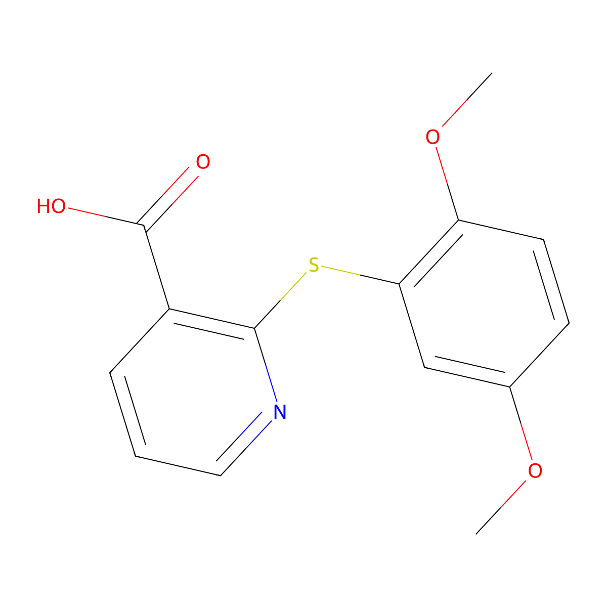 2-(2,5-Dimethoxyphenylthio)pyridine-3-carboxylic acid molecular structure, CAS 175135-77-0