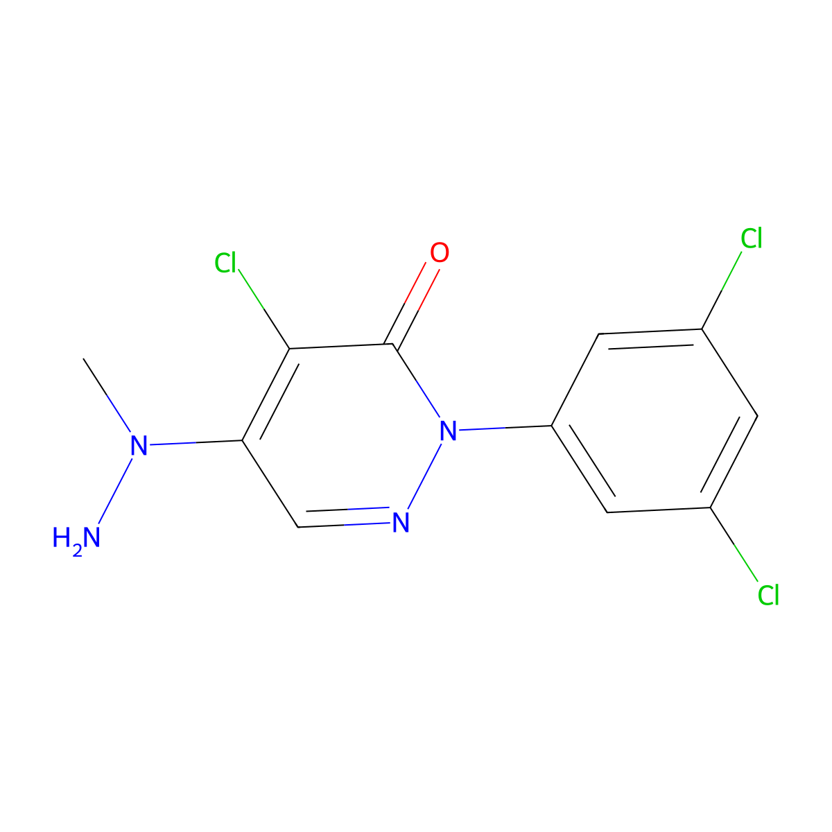 4-Chloro-2-(3,5-dichlorophenyl)-5-(1-methylhydrazino)-2,3-dihydropyridazin-3-one molecular structure, CAS 175135-84-9