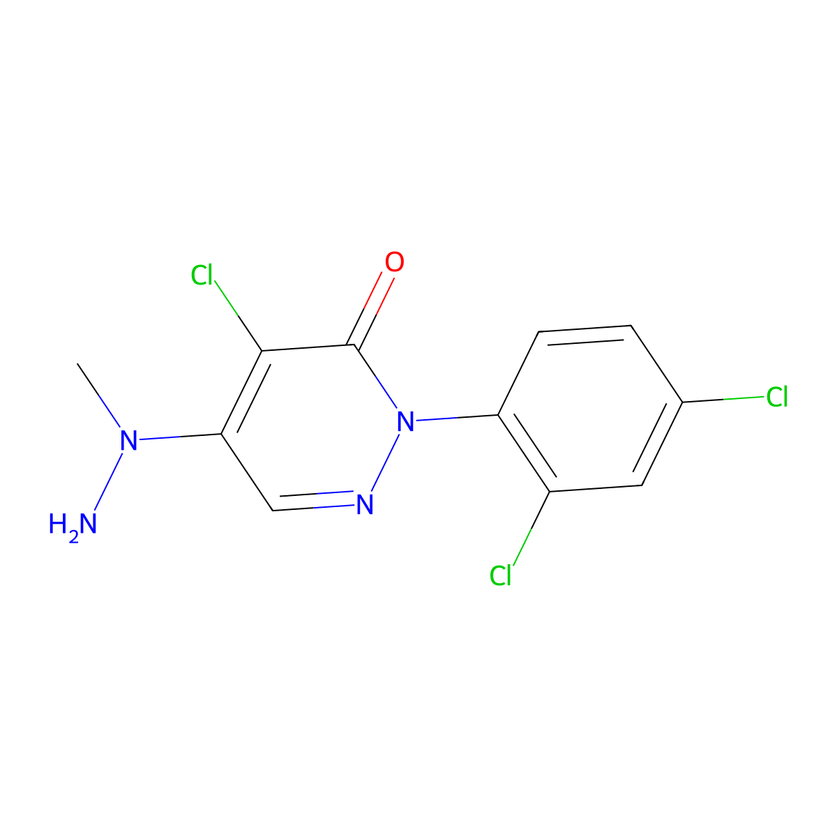 4-Chloro-2-(2,4-dichlorophenyl)-5-(1-methylhydrazino)-2,3-dihydropyridazin-3-one molecular structure, CAS 175135-85-0
