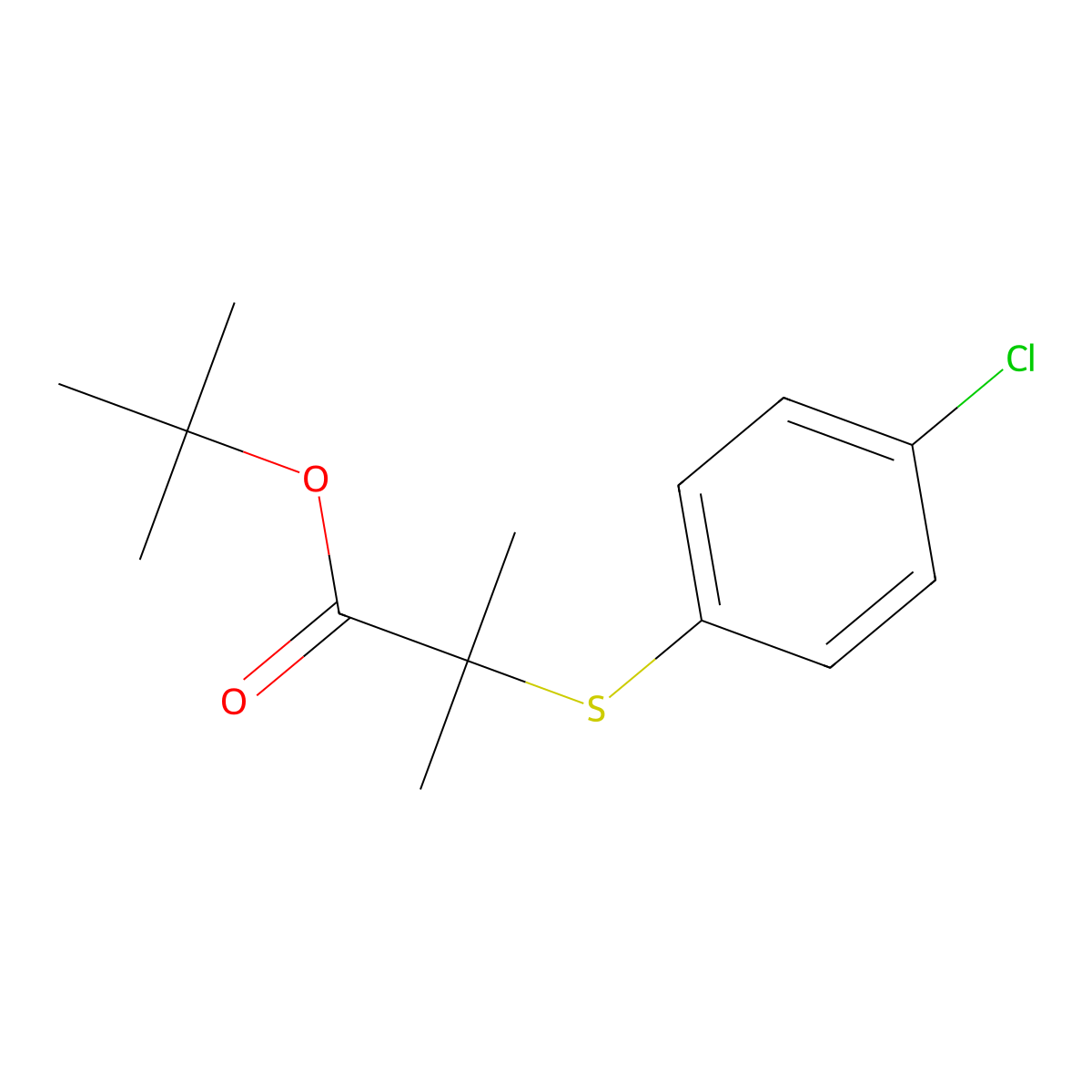 Tert-butyl 2-[(4-chlorophenyl)thio]-2-methylpropanoate molecular structure, CAS 175135-87-2
