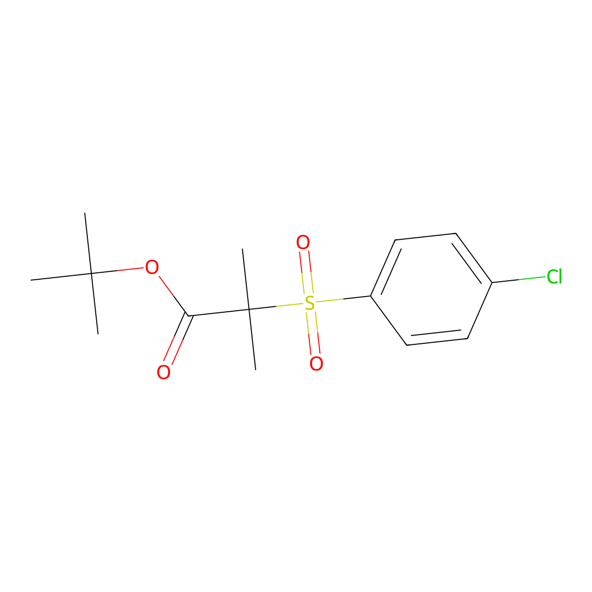 Tert-butyl 2-[(4-chlorophenyl)sulfonyl]-2-methylpropanoate molecular structure, CAS 175135-88-3