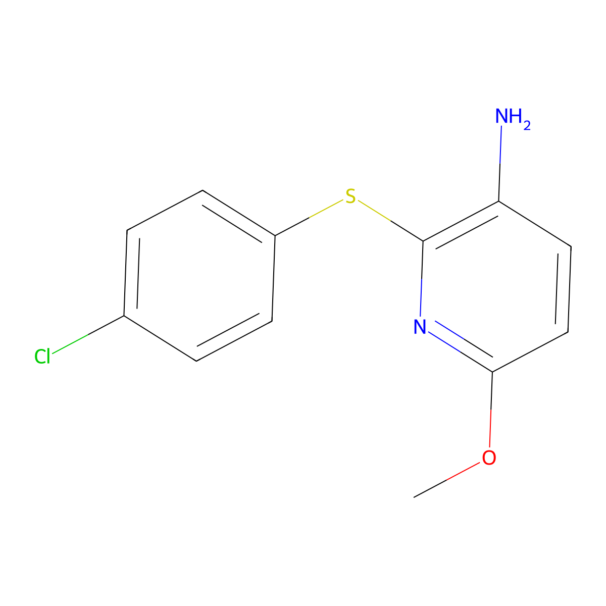 2-[(4-Chlorophenyl)thio]-6-methoxypyridin-3-amine molecular structure, CAS 175135-95-2