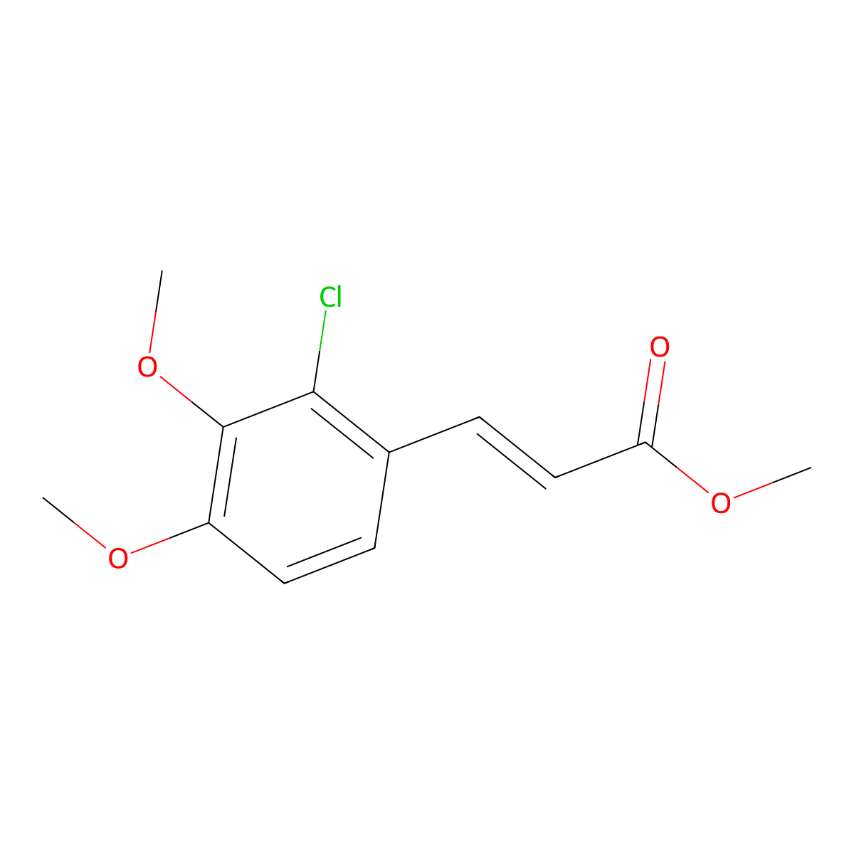 methyl (E)-3-(2-chloro-3,4-dimethoxyphenyl)prop-2-enoate molecular structure, CAS 175135-97-4