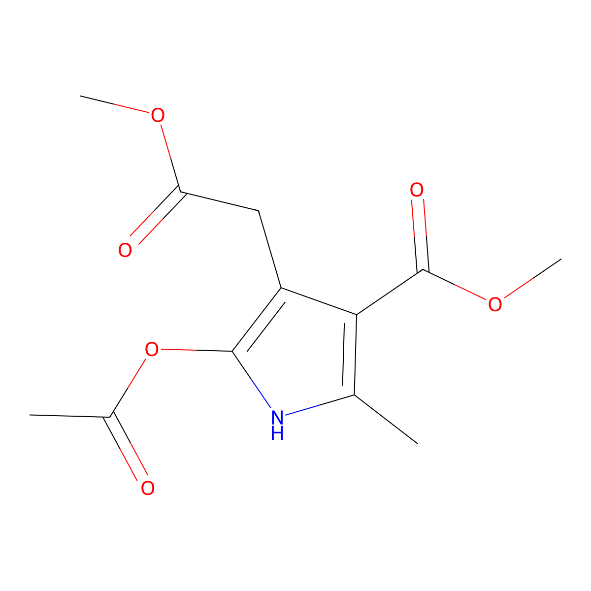 methyl 5-(acetyloxy)-4-(2-methoxy-2-oxoethyl)-2-methyl-1H-pyrrole-3-carboxylate molecular structure, CAS 175136-05-7