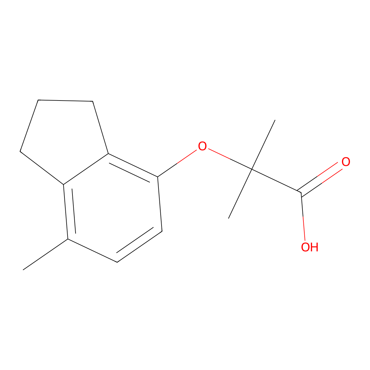 2-methyl-2-[(7-methyl-2,3-dihydro-1H-inden-4-yl)oxy]propanoic acid molecular structure, CAS 175136-07-9