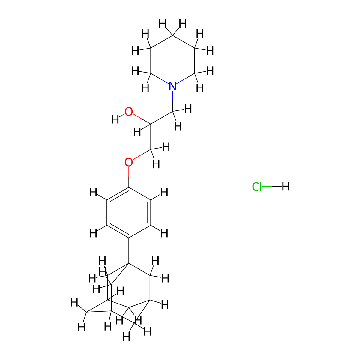 1-[4-(1-Adamantyl)phenoxy]-3-piperidinopropan-2-ol hydrochloride molecular structure, CAS 175136-32-0