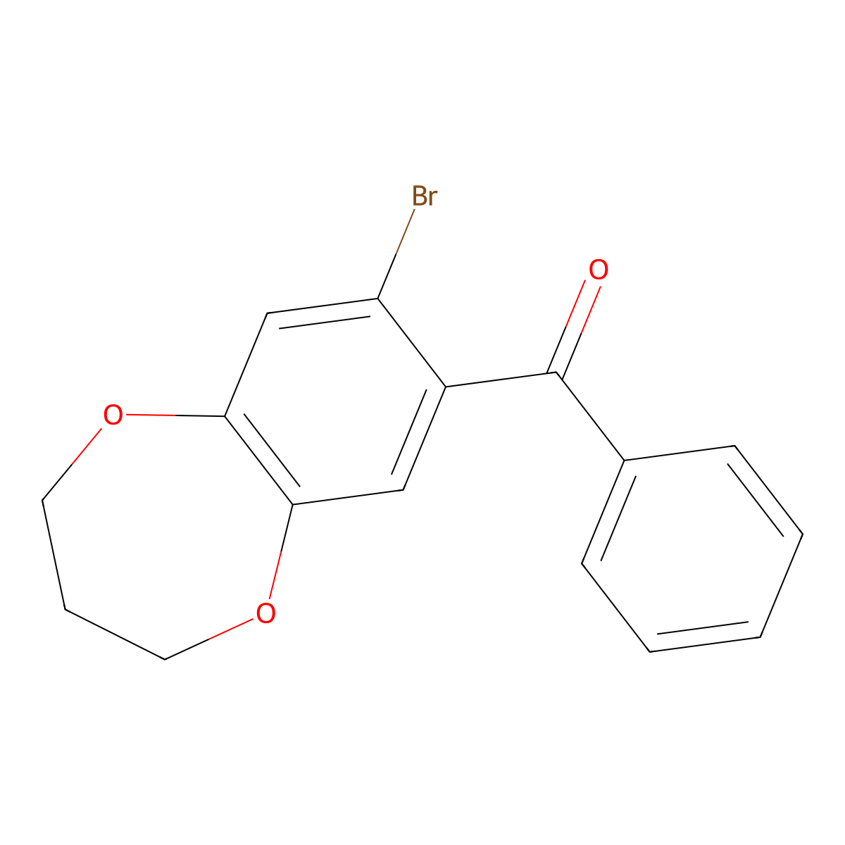 (8-bromo-3,4-dihydro-2H-1,5-benzodioxepin-7-yl)(phenyl)methanone molecular structure, CAS 175136-38-6