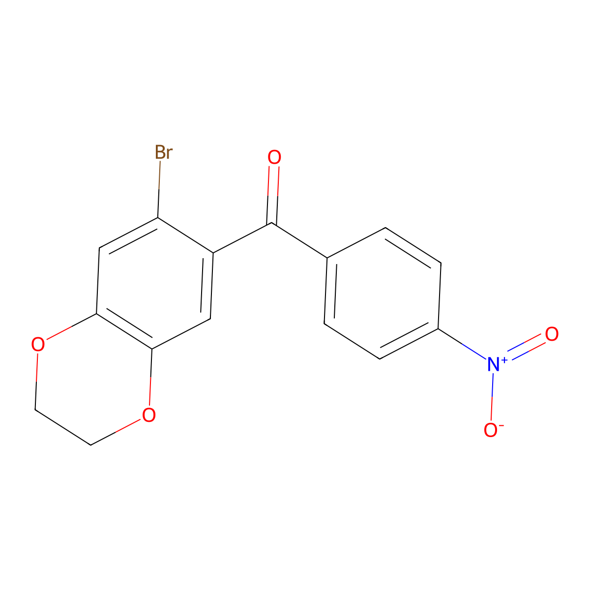 (7-Bromo-2,3-dihydro-1,4-benzodioxin-6-yl)(4-nitrophenyl)methanone molecular structure, CAS 175136-46-6