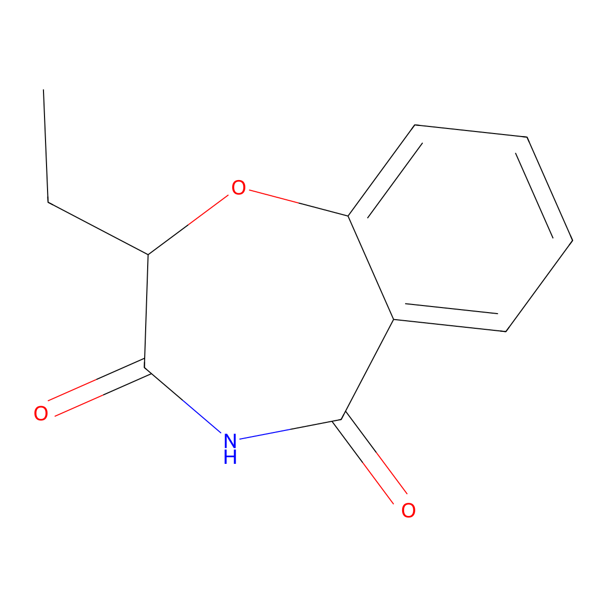 2-Ethyl-2,3,4,5-tetrahydro-1,4-benzoxazepine-3,5-dione molecular structure, CAS 175136-47-7