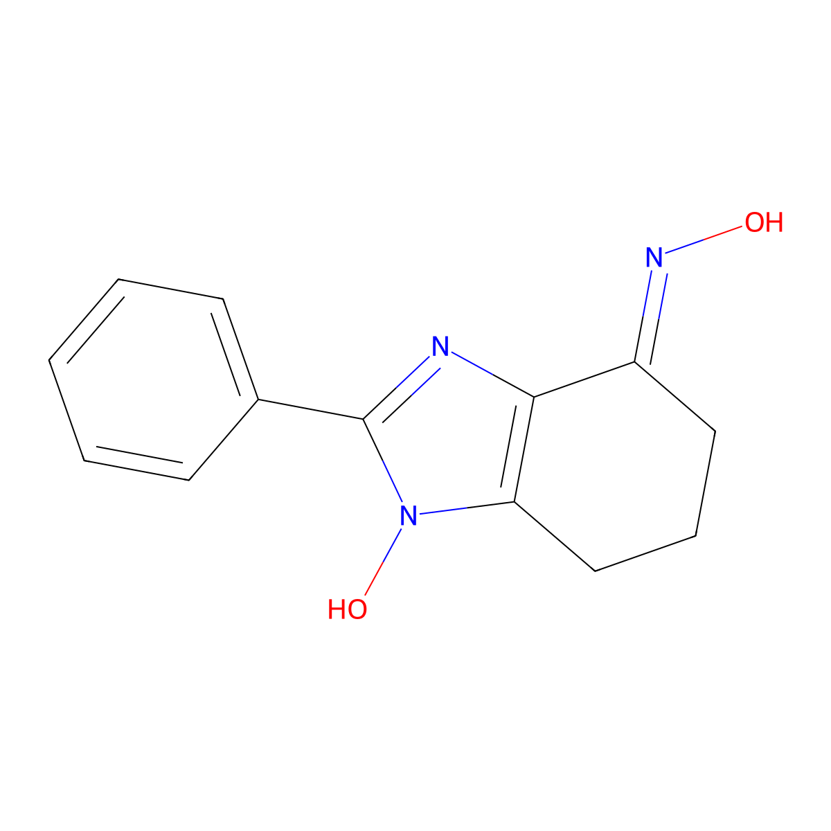 N-(1-hydroxy-2-phenyl-6,7-dihydro-5H-benzimidazol-4-ylidene)hydroxylamine molecular structure, CAS 175136-52-4
