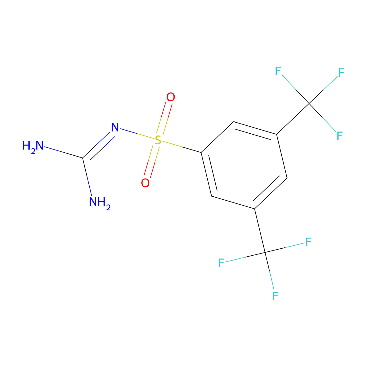 3,5-Bis(trifluoromethyl)benzenesulphonylguanidine molecular structure, CAS 175136-69-3