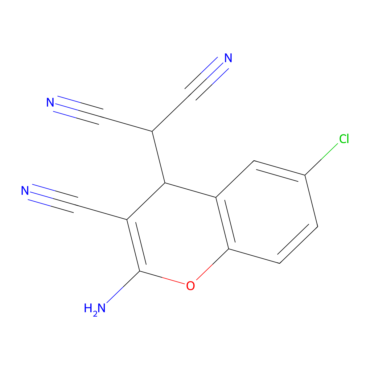 2-(2-amino-6-chloro-3-cyano-4H-chromen-4-yl)malononitrile molecular structure, CAS 175136-95-5