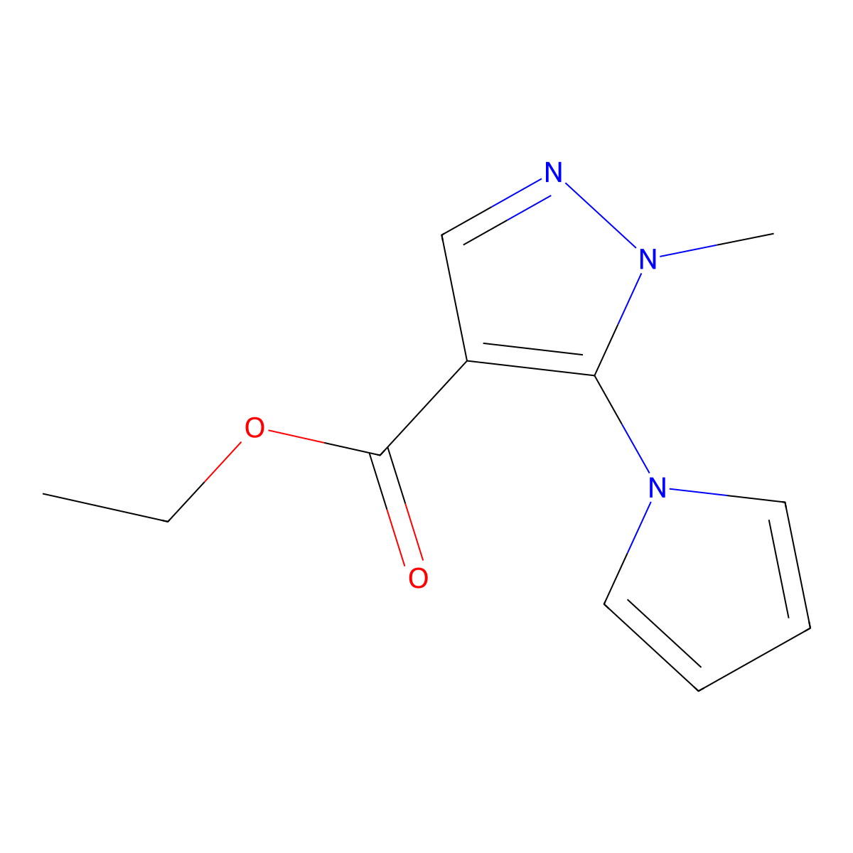 Ethyl 1-methyl-5-(1H-pyrrol-1-yl)-1H-pyrazole-4-carboxylate molecular structure, CAS 175137-01-6