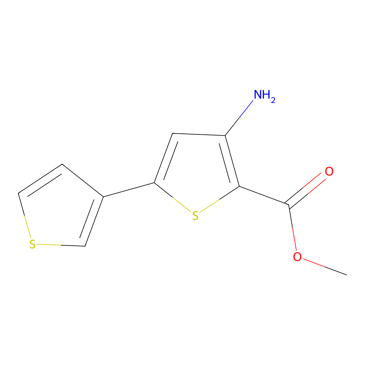 Methyl 3-amino-5-(3-thienyl)thiophene-2-carboxylate molecular structure, CAS 175137-07-2