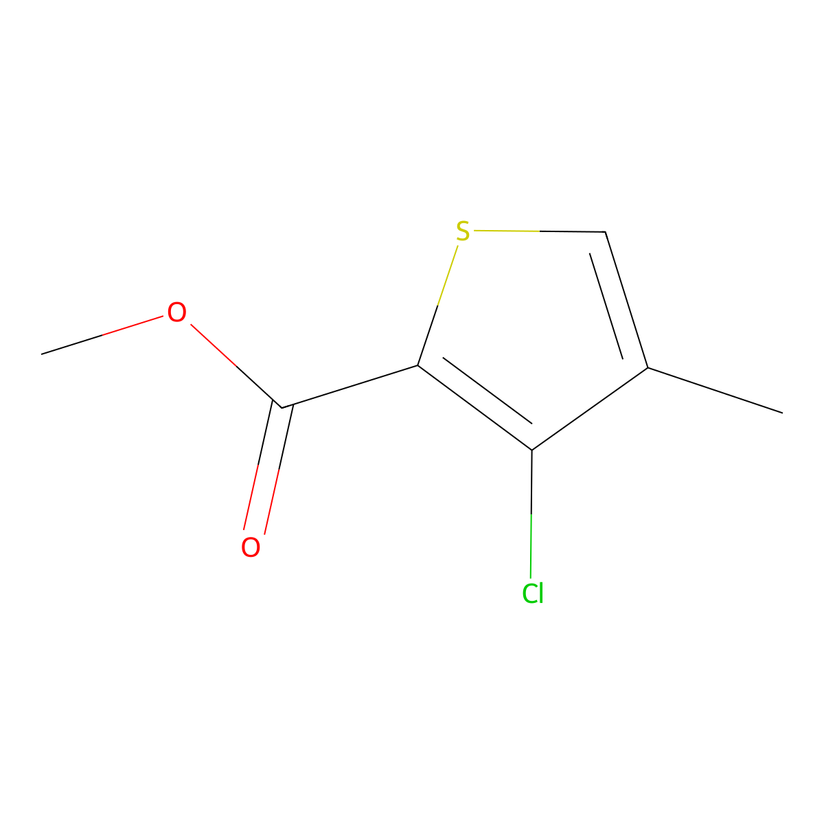 Methyl 3-chloro-4-methylthiophene-2-carboxylate molecular structure, CAS 175137-11-8