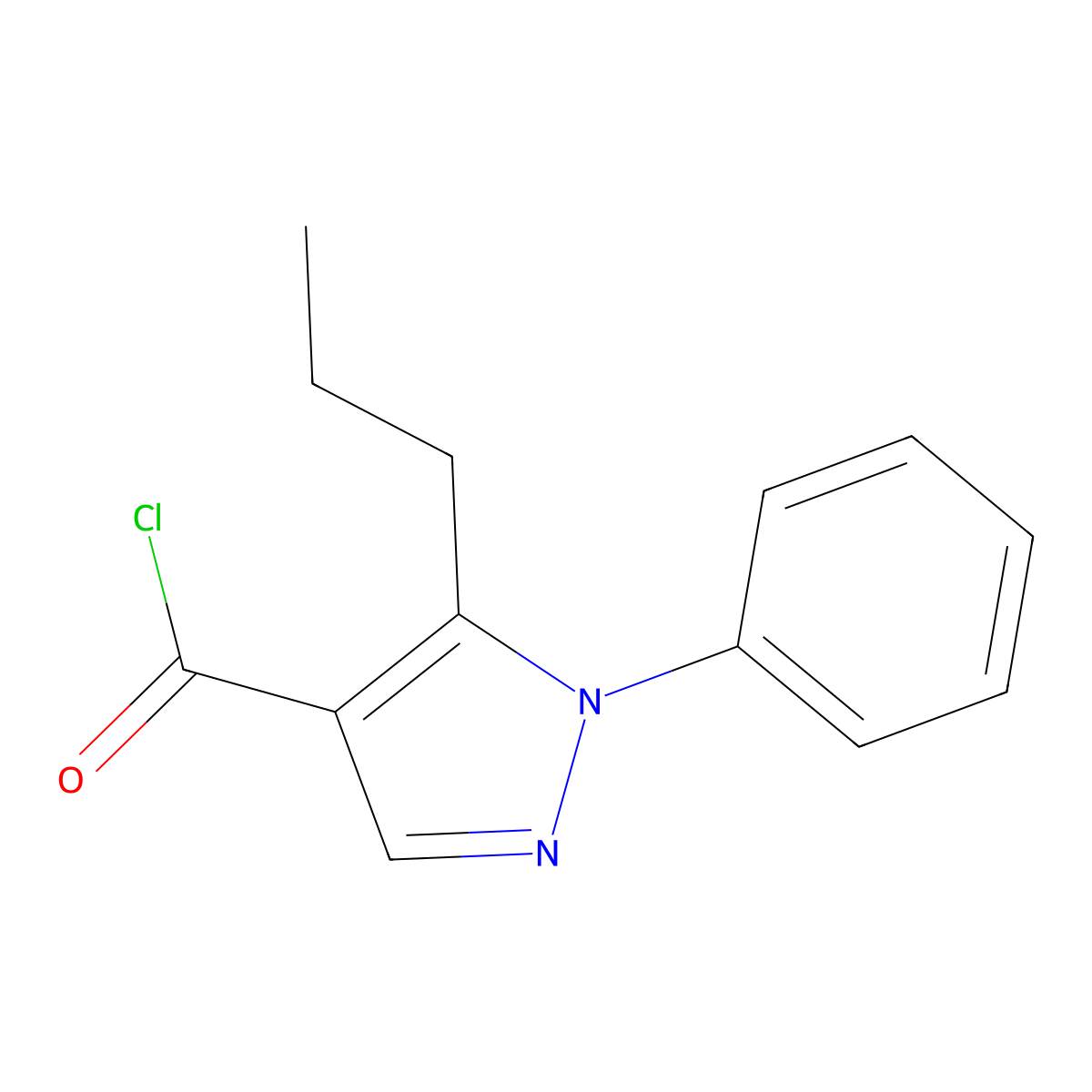 1-Phenyl-5-propyl-1H-pyrazole-4-carbonyl chloride molecular structure, CAS 175137-15-2