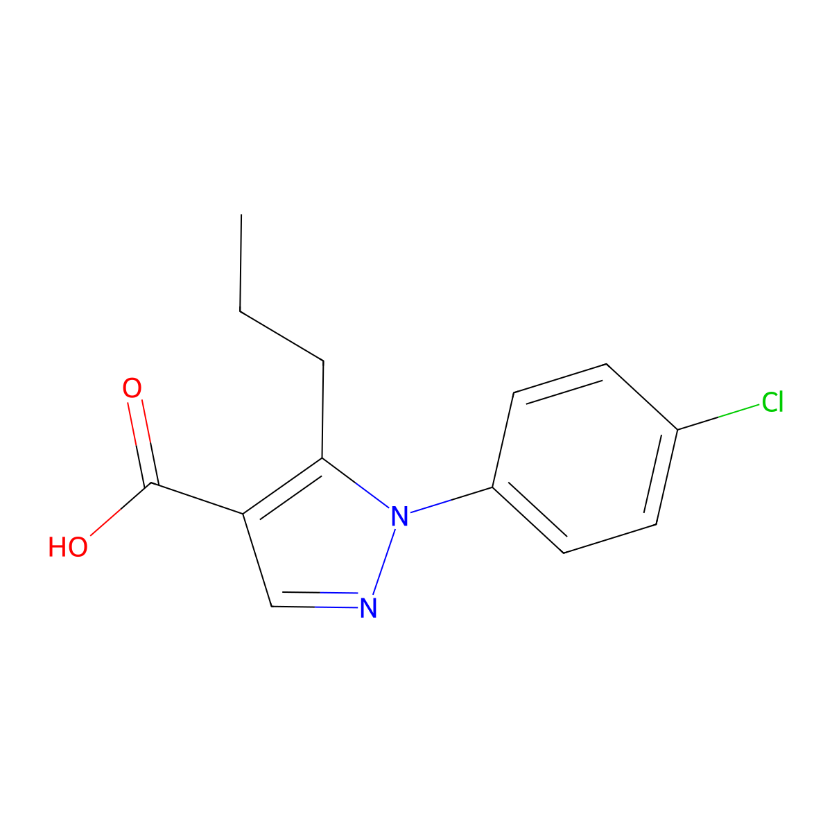 1-(4-chlorophenyl)-5-propyl-1H-pyrazole-4-carboxylic acid molecular structure, CAS 175137-17-4
