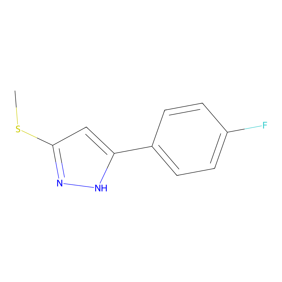 5-(4-Fluorophenyl)-3-(methylsulfanyl)-1H-pyrazole molecular structure, CAS 175137-20-9