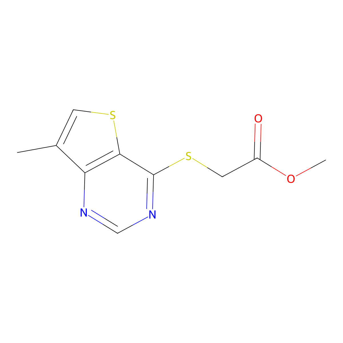 Methyl 2-[(7-methylthieno[3,2-d]pyrimidin-4-yl)thio]acetate molecular structure, CAS 175137-23-2