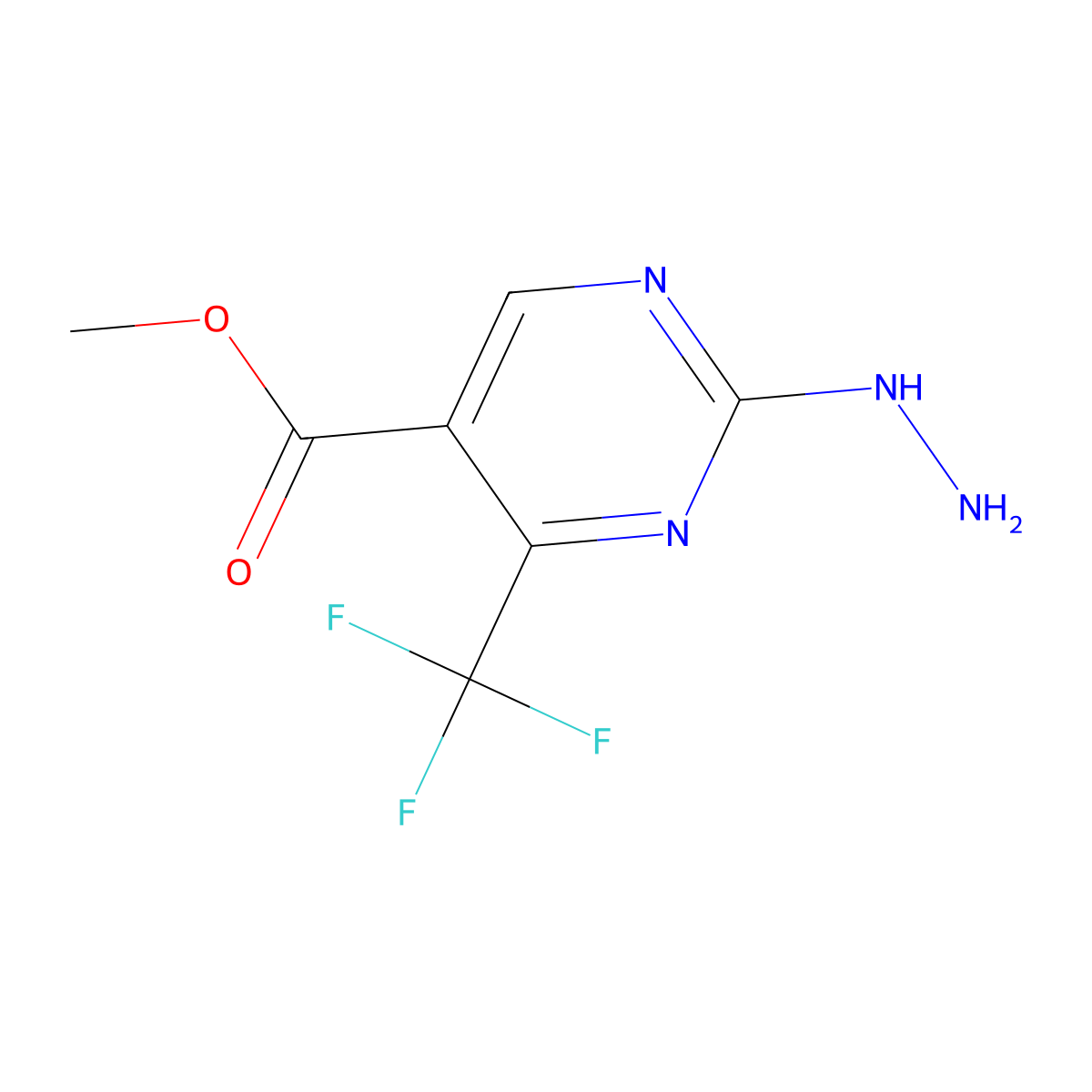 5-Pyrimidinecarboxylic acid, 2-hydrazinyl-4-(trifluoromethyl)-, methyl ester molecular structure, CAS 175137-28-7